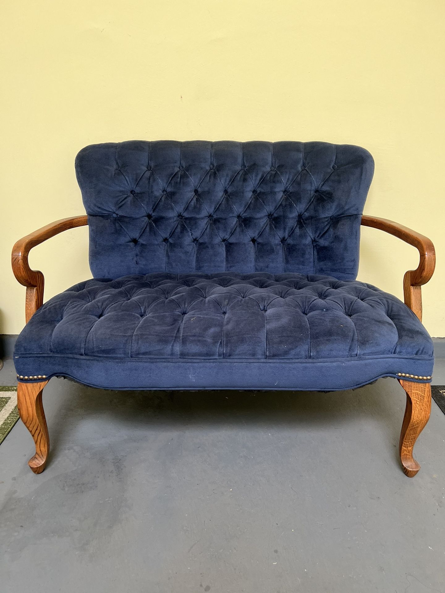 Tufted Blue Love Seat