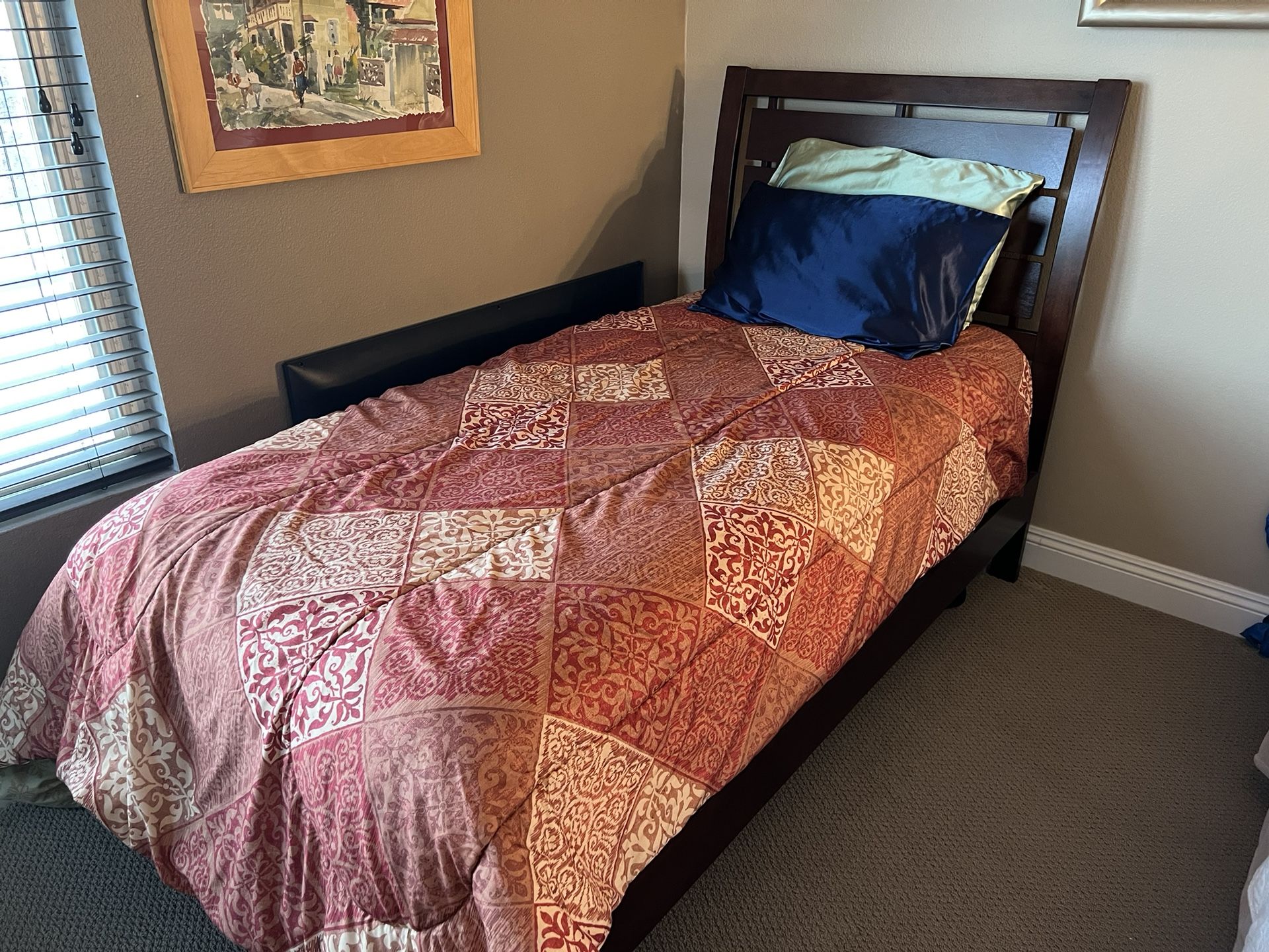 Twin Bed Frame, Mattress, Box Spring