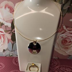 #1771, AVON VINTAGE LOT SET, CHOCKER AND RING Sz 8 
