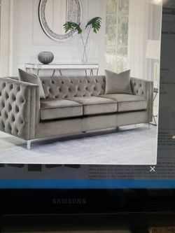 Velvet Fabric Sofa Color Gray $759