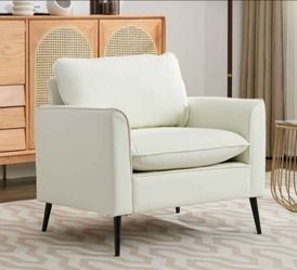 Modern Faux Leather Chair, Oversized Arm Chair