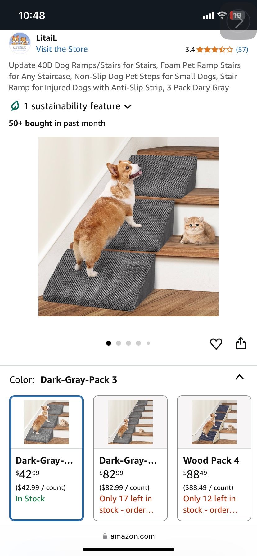 Ramps/Stairs for Stairs, Foam Pet Ramp Stairs for Any Staircase, Non-Slip Dog Pet Steps for Small Do