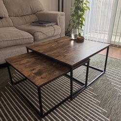 2 piece square coffee table set