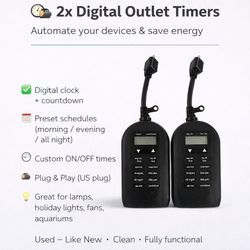 ⏱️🔌 2x Digital Outlet Timers – Smart Plug Programmers (US Plug)