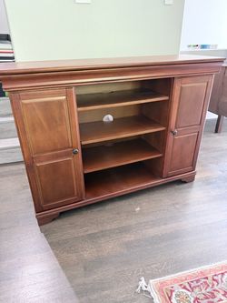 Cherry wood TV console / media credenza, great storage