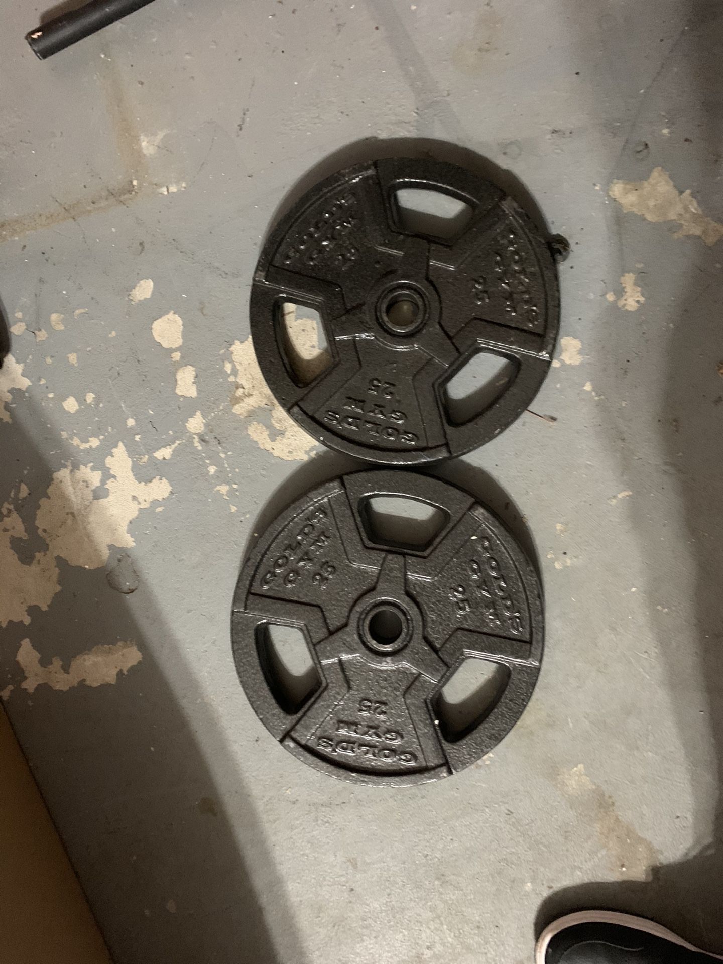 25 lbs weight plates for 1 inch bar. Each $20. 2 available