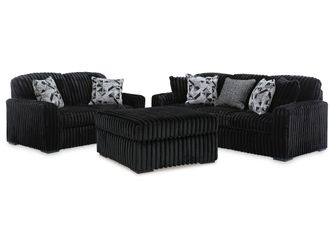 Midnight-Madness Onyx Sofa, Loveseat and Oversized Ottoman