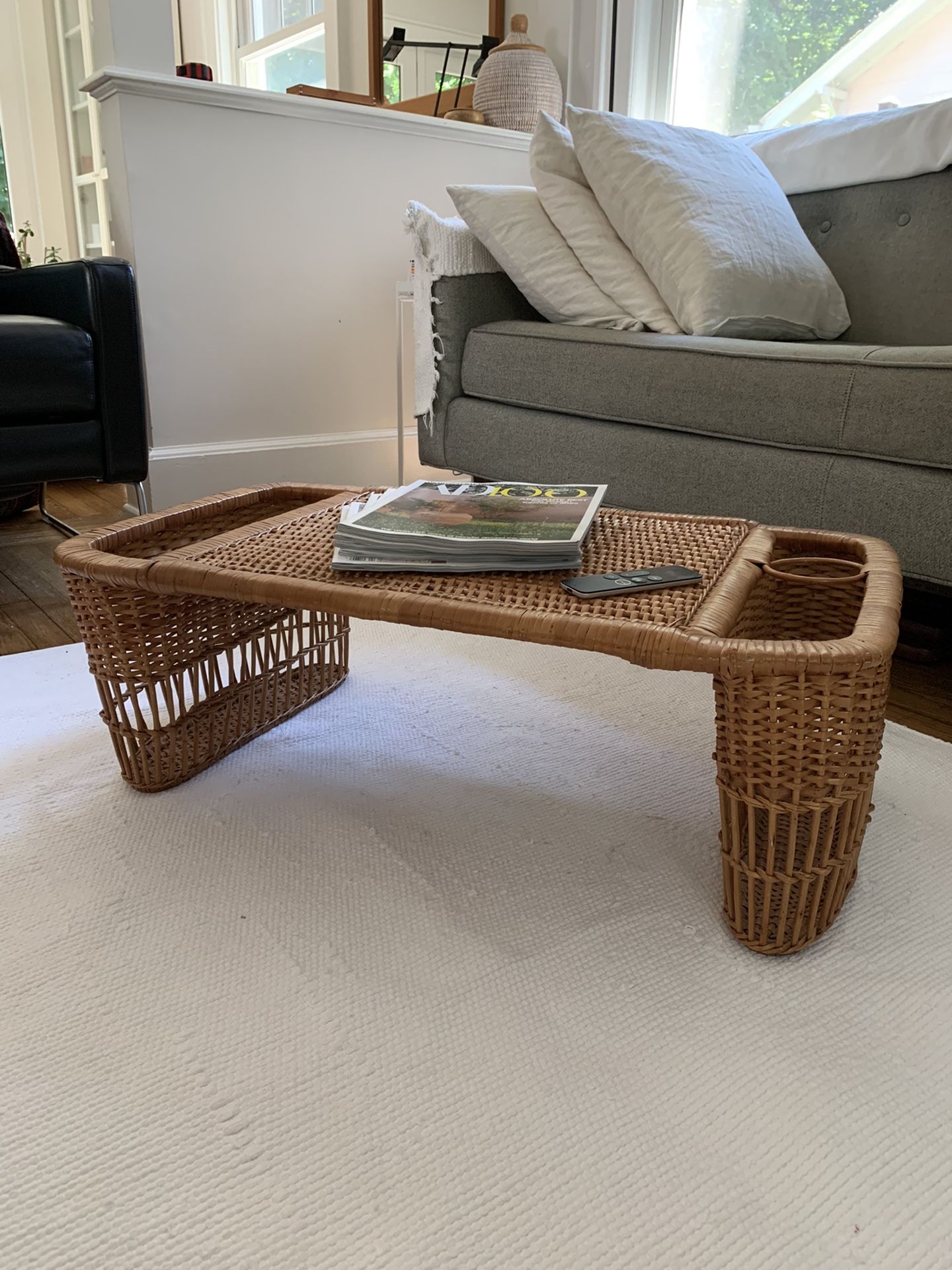 Vintage MCM Wicker Bed Tray / Bed Table