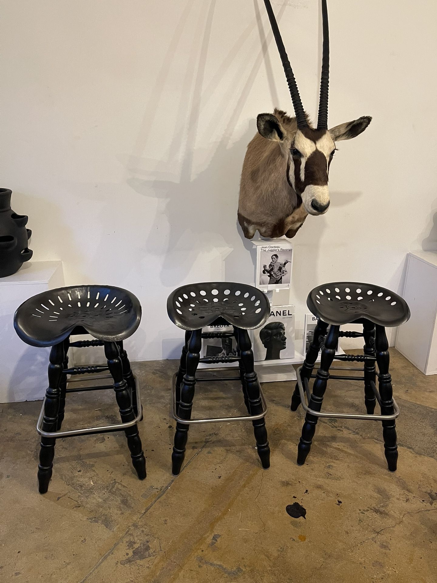 3 Black Barstools - 31” Tall - Industrial Style