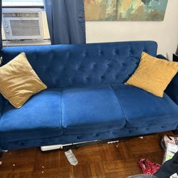 Blue Velvet 3-Seater Couch