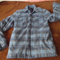 Patagonia Insulated Fjord Flannel Jacket Coat observer woolly blue Plaid S