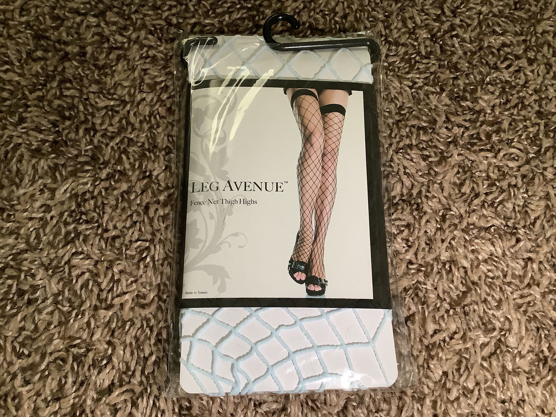 Leg Avenue fence net thigh highs, color light blue, One Size