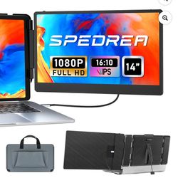 Laptop Screen Extender, 14" FHD 1080P IPS Dual Screen Portable Monitor, 13-17" Laptop Monitor Extender with USB-C/HDMI Port, Plug and Play for Windows