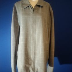 Mens Grey Plaid Zip Up Jacket By APT9 (Size XL)