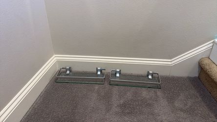 Two wall-mount glass shelves