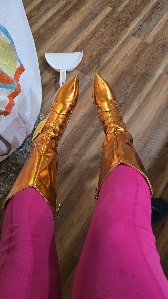 Metallic Boots with Pursse