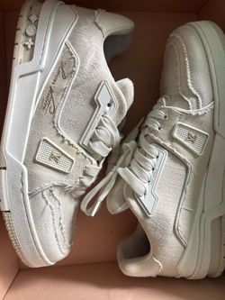 Louis Vuitton LV Trainer Distressed Sneakers – Cream/White – Authentic