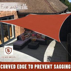 New In Box 16.5 X16.5 Feet Rectangular Sun Sail Shade Screen Terracotta Color With 4 Ropes Included 