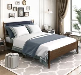 Queen Solid Wood Bed Frame - No Box Spring Needed A1127(37)
