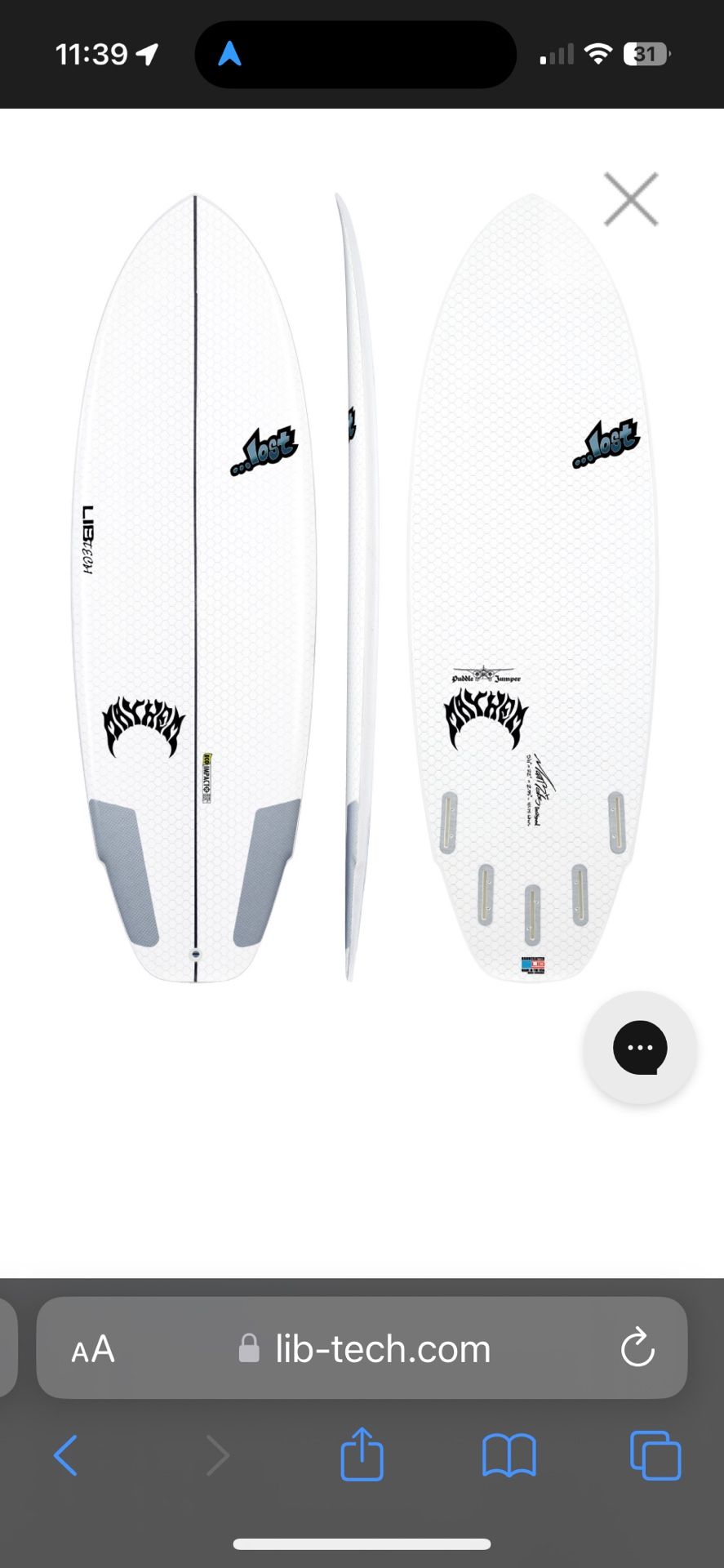 LOST PUDDLE JUMPER Libtech 6’1 Shortboard Surfboard Groveler Midlength killer
