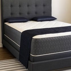 Full Size Smokey Grey Bed Frame With Mattress And BoxSpring 