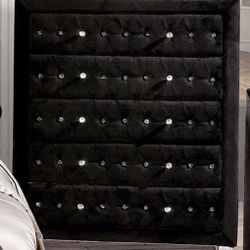 Black Velvet Chest W/ Acrylic Crystal Knobs Brand New In Box
