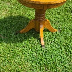 Solid Oak Vintage Round Table 24 Round 24 Tall