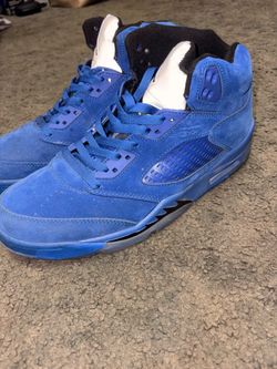 Air Jordan 5 Retro Blue Suede Sneakers