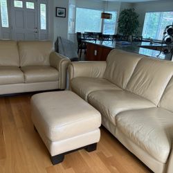 Leather Couch And Loveseat Plus Ottoman