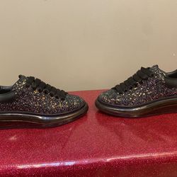 Alexander McQueen platform sneakers. Black glitter. Size 38 1/2
