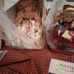 Holiday Barbie And Porcelain Dolls And 1 Music Dolls 