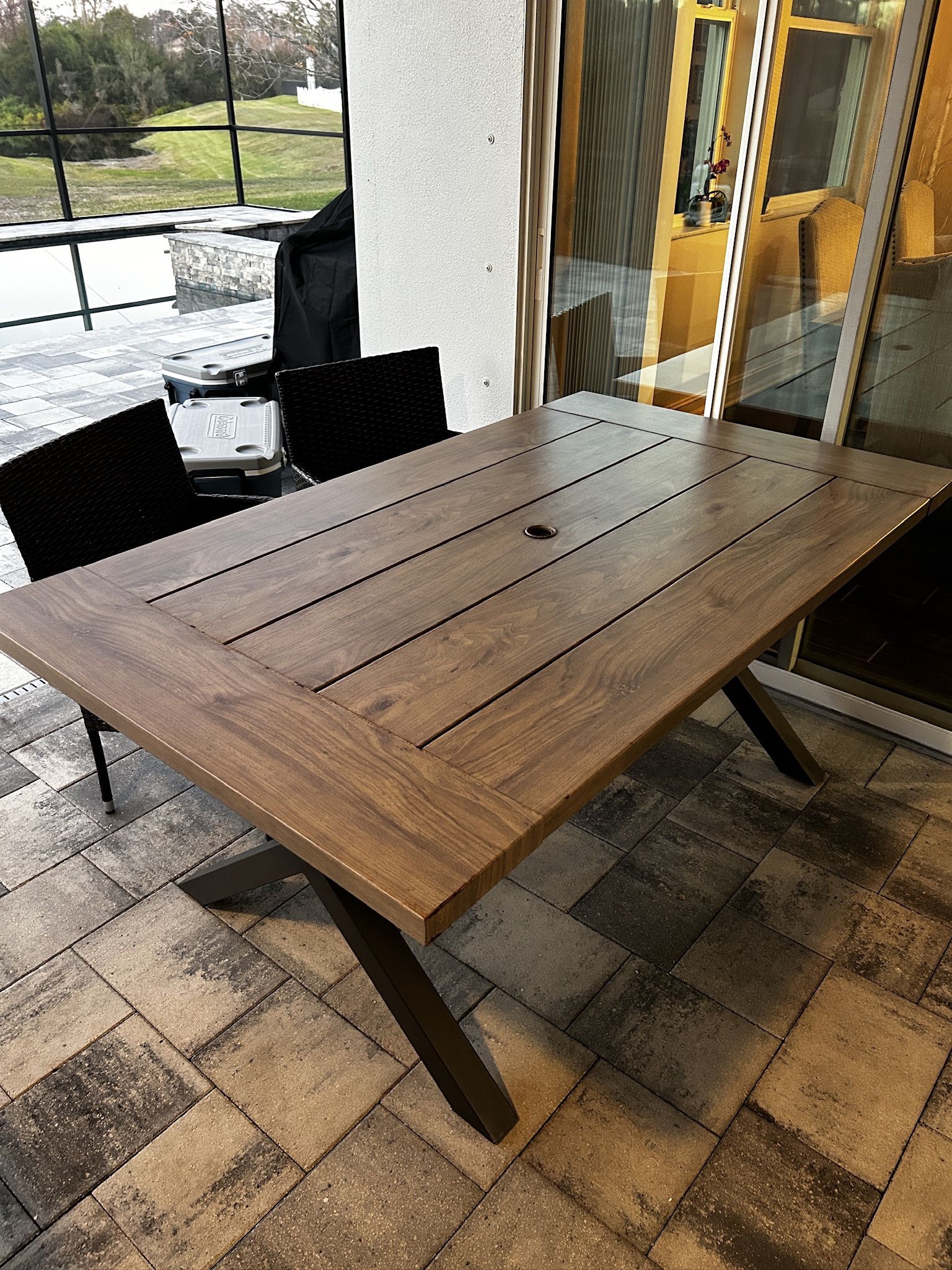 Outdoor Wood Metal Table