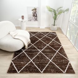 8/10 Brand New Geometric Design Brown Rug 