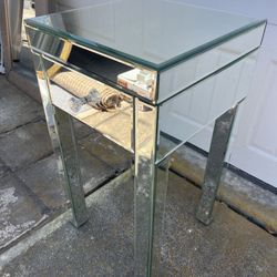 Mirrored Bedside Table with Drawer