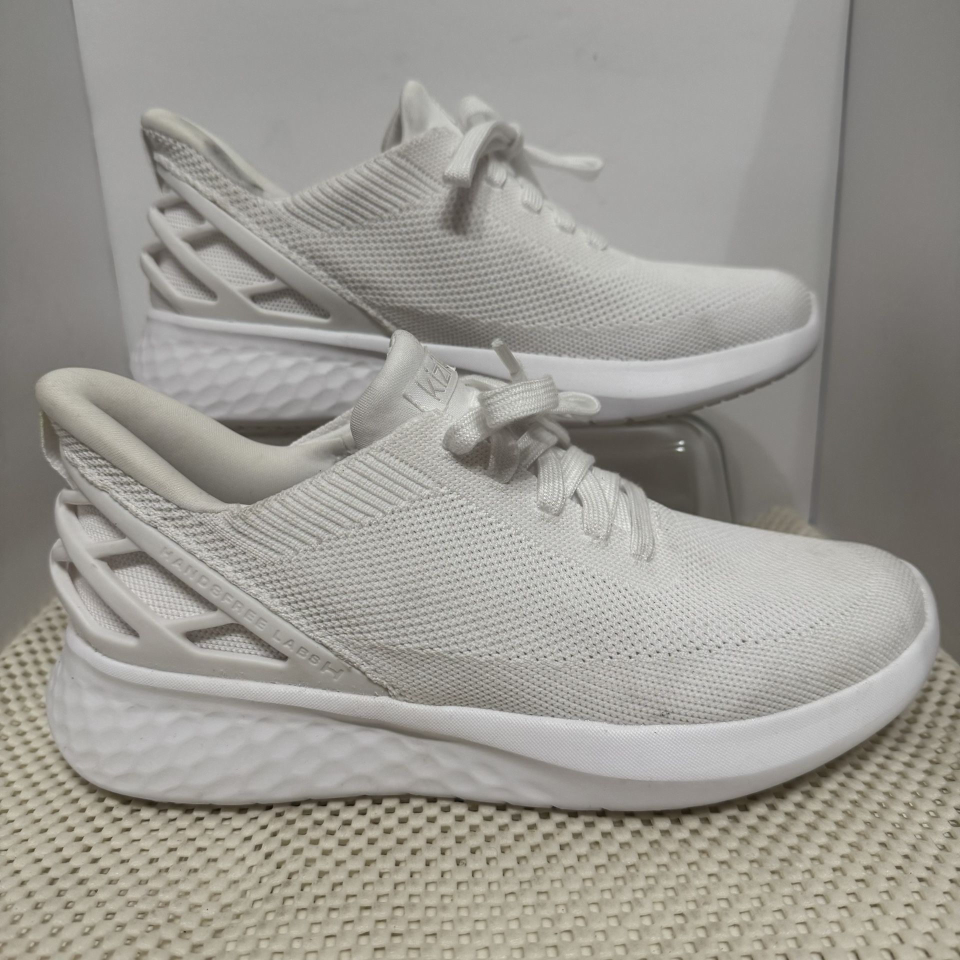 Kizik Athens Slip On Hands-Free Running Shoes Triple White Women size 8 wide