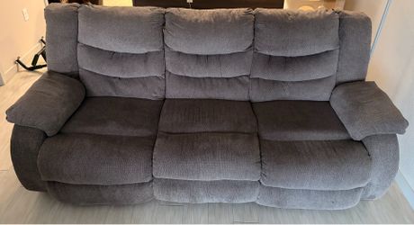 3 seater  Gray reclining sofa