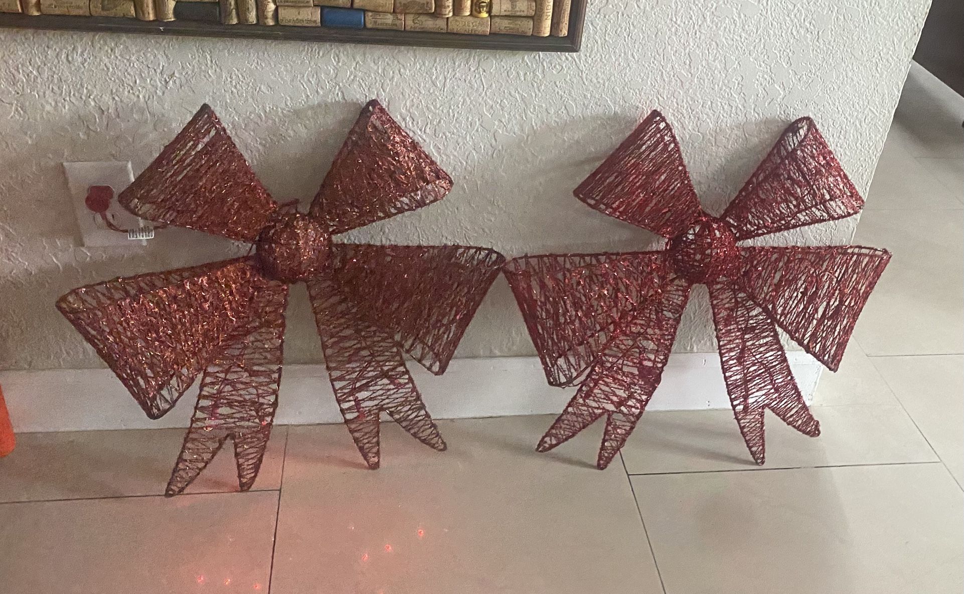 Red Lighted Corded Christmas Bows