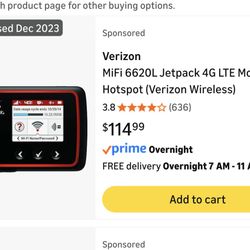 Verizon MiFi 6620L Jetpack 4G LTE Mobile Hotspot