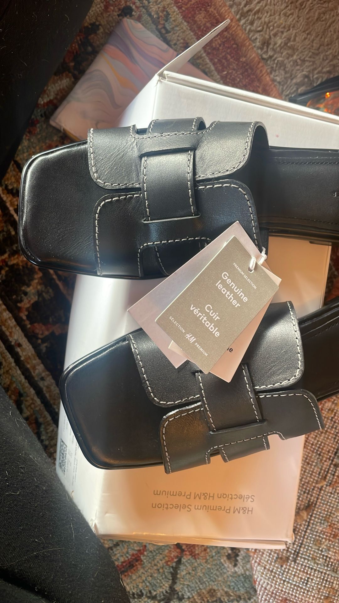 H&M Black Genuine Leather Sand NWT