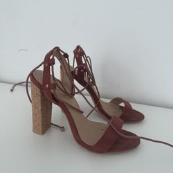 Charlotte Russe Cork Sandal Heel Lace Up Size 9