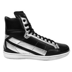 YSL Saint Laurent Men's Black Silver High-Top Sneakers SL/36H 40.5 