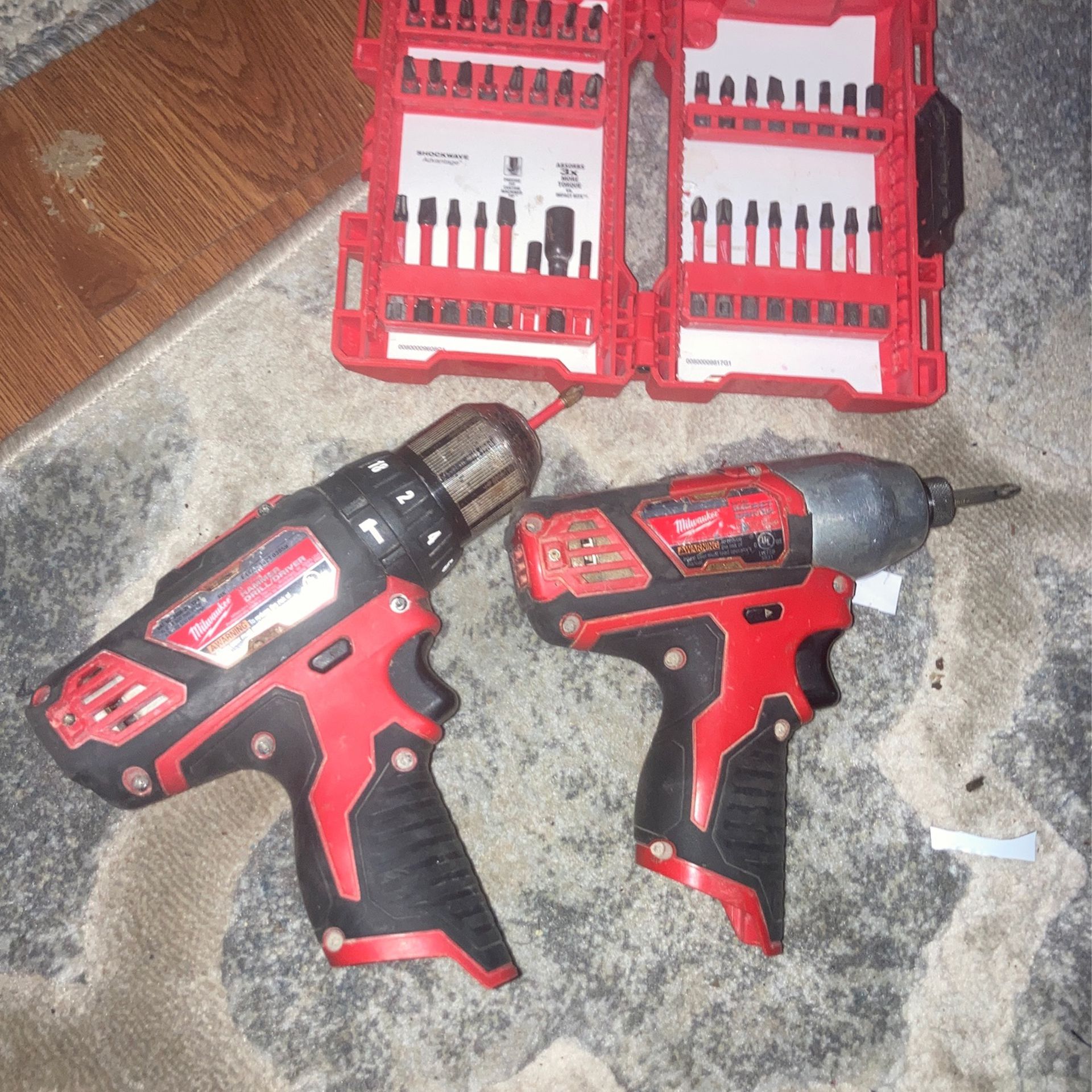 Milwaukee Drill Combo!!! Impact Driver And Hammer Drill/driver With Shockwave Bit Box