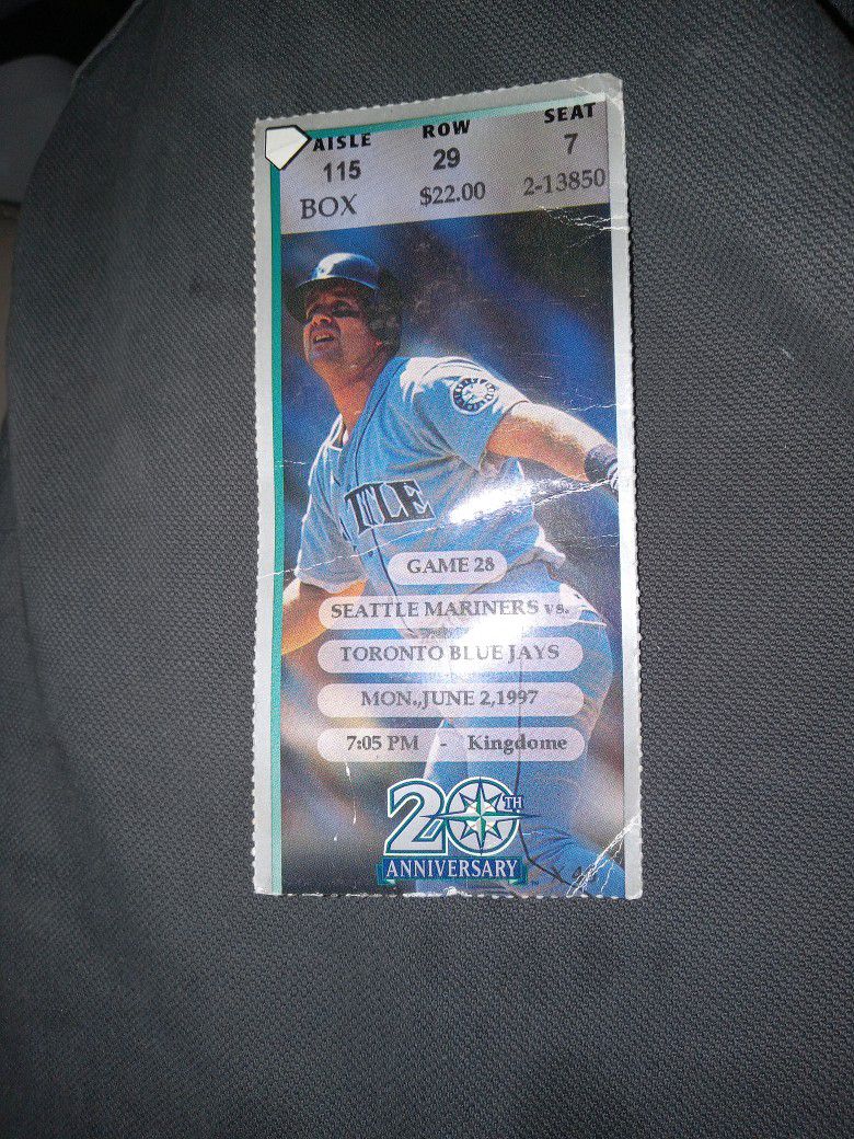 Mariners Ticket From 1997 / Mari Vs  Blue Js 
