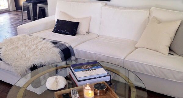 White Ikea sofa sectional with chaise like new - Can Deliver