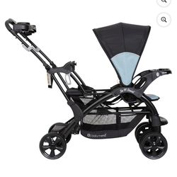 Double stroller with standing board fits 3 kids
