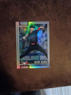 Shane Bieber Topps Chrome Refractor Baseball Card