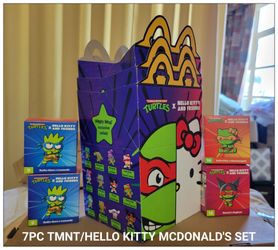 MCDONALD'S HELLO KITTY / TMNT 7PC FIGURES KIDS MEAL BOXES SET