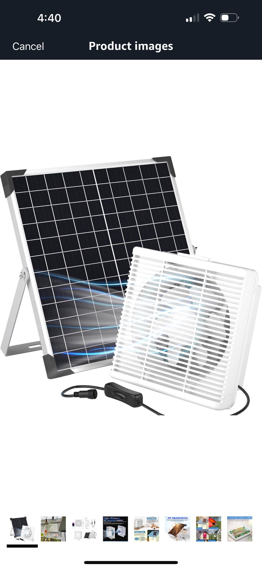 8 Inch Solar Powered Fan, 20W Solar Panel IP65 Waterproof with Solar Exhaust Fan for Greenhouse, Shed, Chicken Coop, Pet Houses 50+ bought in past mon