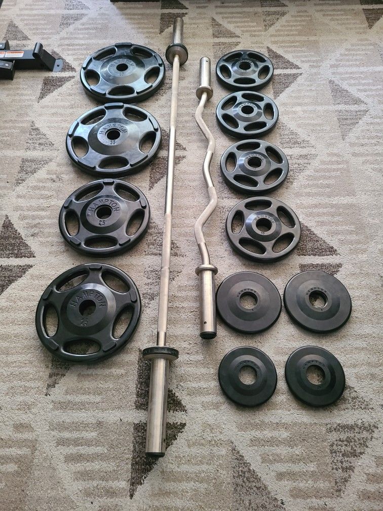 Hampton Fitness Olympic Plate And Bar Set
