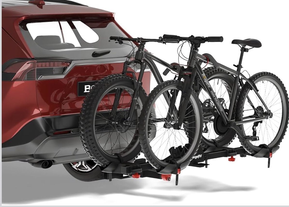 NEW! BougeRV Lockable Hitch Mount Bike Rack Platform 2-Bike Carrier for SUV & Truck, Lightweight E-Bike Compatible
